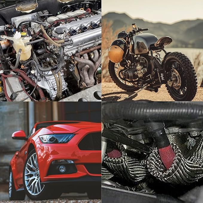 Heat Shield Sleeve Fuel Line Heat Shield Auto Hose Spark Plug Wire Cover Protectors Boots Roll 2500 Degree for Car&Auto Wire Loom Brake Cable (3/4" IDX10FT, Titanium)