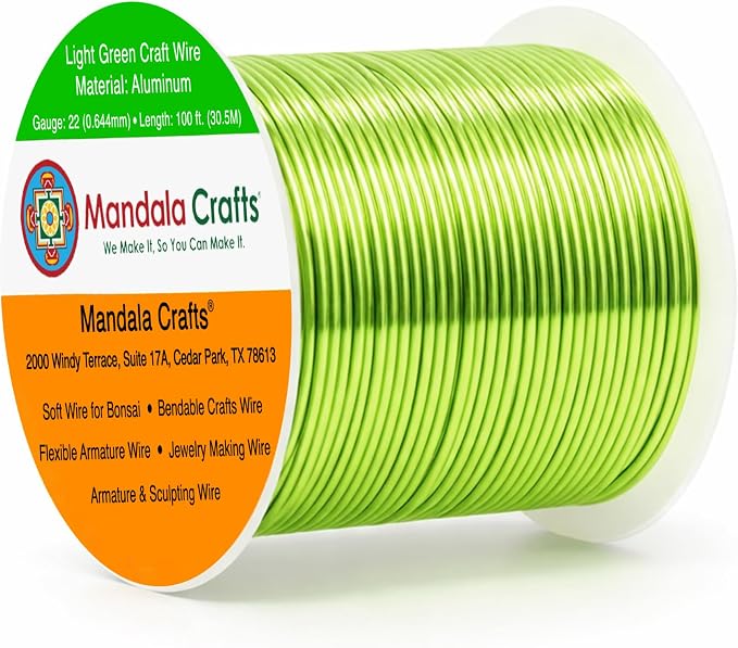 Mandala Crafts 22 Gauge Light Green Anodized Aluminum Craft Wire, 100 FT | by MandalaCrafts