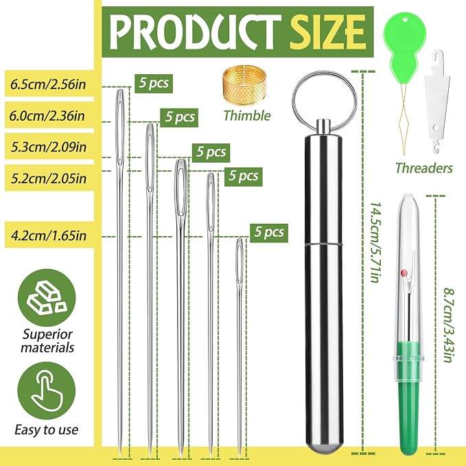 FTEVEN Embroidery Needles, Sewing Sharp Needles - Image 2