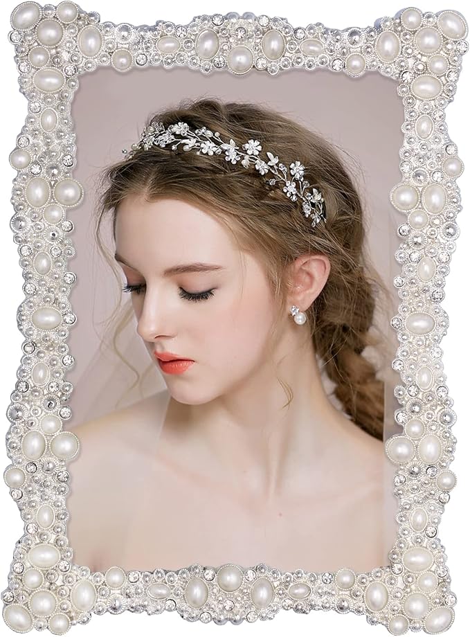 DIKAR 4x6 Picture Frame with Rhinestones and Pearls by DIKAR