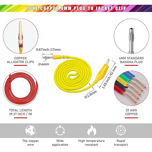30PCS Back Probe Kit Automotive with Banana Plug Test Leads, Copper Alligator Clips, Insulation Wire Piercing Probes & Stainless Steel Back Probe Pins, Multi-Angle Diagnostic Test Wires for Car Repair