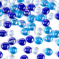 FUTUREPLUSX 1LB Iridescent Flat Glass Marbles, Vase Fillers Blue Mixed Glass by FuturePlusX