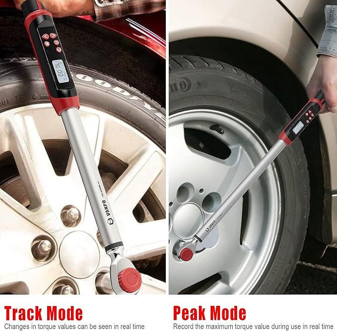1/2-Inch Drive Digital Torque Wrench(7.38-147.5ft-lbs/10-200NM) Dual-Direction Adjustable Electronic Torque Wrench with Preset Value, Buzzer and LED Flash Notification, for Bike Moto Car