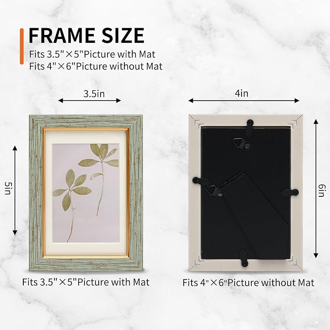 Fixwal 4x6 Picture Frame Set of 5, Vintage Photo Frame, Rustic Retro Picture - Image 2