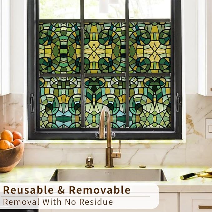 funlife Original Hand-Drawn Faux Stained Glass Window Film, Double-Sided Static - Image 6