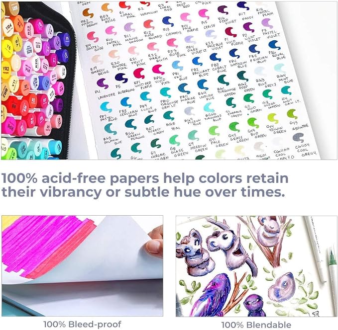 Ohuhu Sketchbook Marker Paper Pad: 8.3"x8.3" Square Art Sketch Book Drawing - Image 2