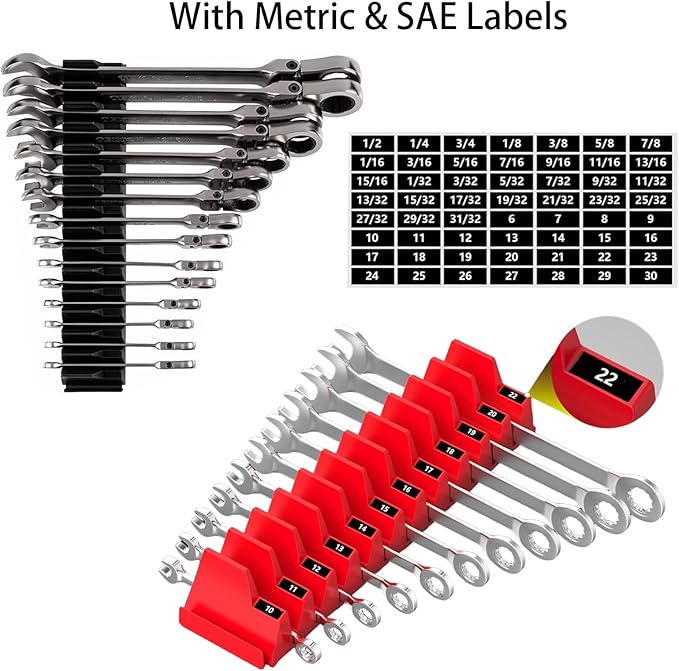 92PCS Magnetic Modular Wrench Organizers for Tool Drawers, Wrench Organizer with Metric&Sae Labels, Wrench Organizer for Tool Box, Magnetic Wrench Organizer, Best Gift for Father,Brother and Boyfriend