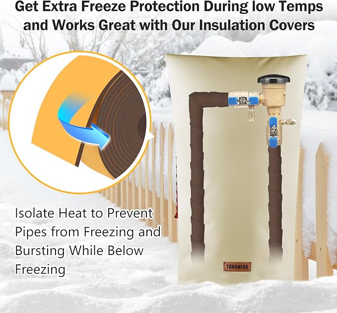 Pipe Insulation Tape, Outdoor Water Pipe Insulation Wrap, Foam Insulation Tape for Outdoor Pipes Winter Freeze Protection, Heat Tape for Water Pipes, Copper Pipes, PVC, AC Line, 4in x 15ft, Brown
