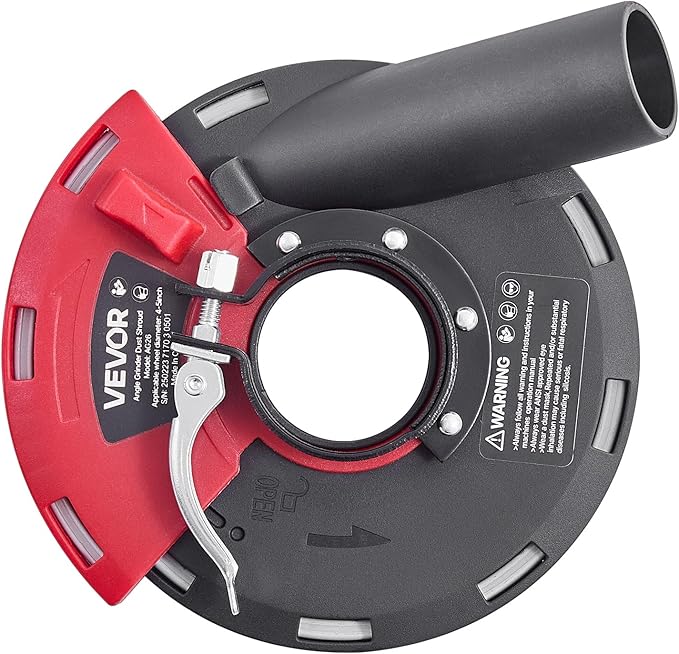 VEVOR Grinding Dust Shroud for Angle Grinder, Universal 4-5 in, Surface Grinder Dust Shroud with 6 Clamping Washers & 5 in Diamond Grinding Cup Wheel, Connect to Vacuum Cleaner, for Wood Concrete Wall