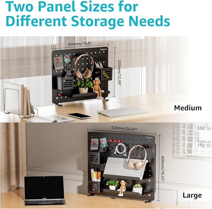 PEGZONE Clamp on Desk Pegboard, 20.4" x 16.5", - Image 3