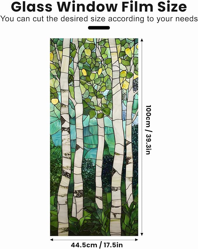 Stained Glass Window Privacy Film: Non-Adhesive Sun and Landscape Mosaic Design - Image 2