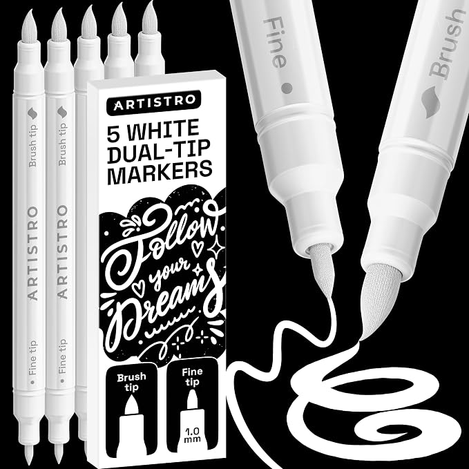 ARTISTRO 5 White Acrylic Paint Markers by ARTISTRO