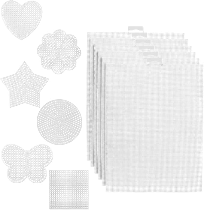 12pcs Plastic Mesh Canvas Sheets, 14 CT Multiple Shapes Plastic Mesh Screen by Unknown