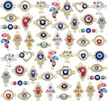 50pcs Evil Eye Beads Charms for Jewelry Making Assorted Evil Eye Connector by WOCRAFT