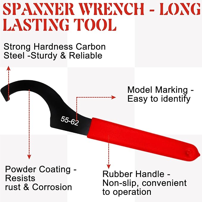 9Pcs Coilover Spanner Wrench Set, Universal Spanner Wrenches Motorcycle Shock Wrench Adjustable Carbon Steel Coil Over Adjustment Tool (Red)