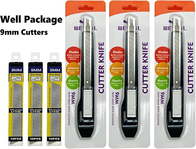 9mm Snap Off Utility Knife High Hardness Retractable Box Cutters - Image 6