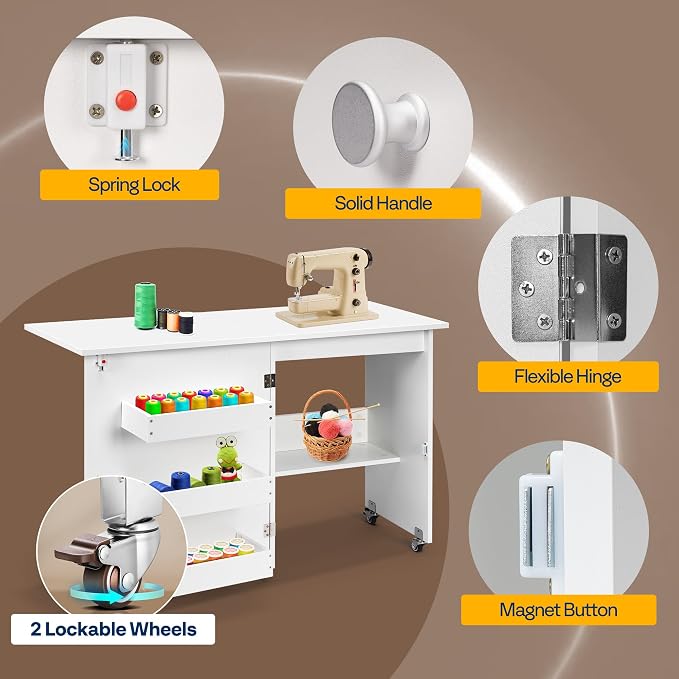 VIVOHOME Folding Sewing Table for Sewing Machine, Sewing Desk - Image 6