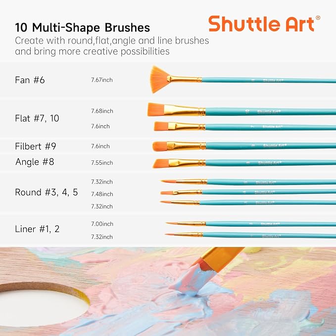 Shuttle Art 40 Pack Pastel Acrylic Paint Set, 30 Colors, 60ml/2oz Bottles - Image 8