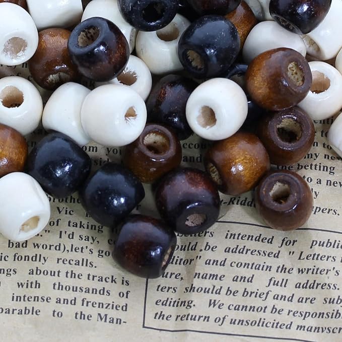 100Pcs Large Hole Barrel Wood Beads, BetterJonny 4 Colors Natural Wooden - Image 3
