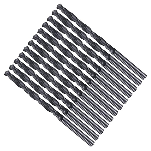 Drill Bit, 9/64" Cutting Diameter, 4241 HSS Nitriding Black 118° Cutting Angle Versatile Jobber Bits - (Applications: for Drilling Plastic Wood Soft Metal), 12-Pieces