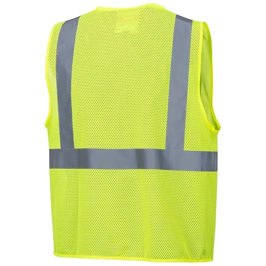 Pioneer Hi Vis Mesh Safety Vest - for Traffic & Public Workers - Cool & Lightweight - Class 2 - Reflective Tape - Yellow