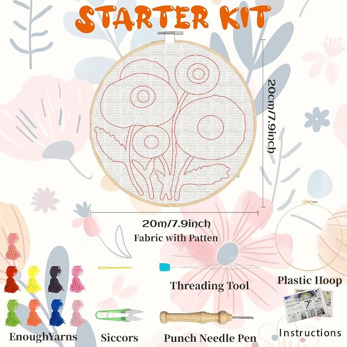 BEUNITONE 2PCS Bohemian Flower Punch Needle Kit - Image 2