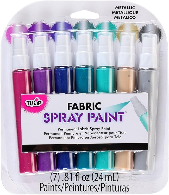 Tulip Fabric Paint, Permanent Spray on Paint Set, 7 Pack Metallic by Tulip