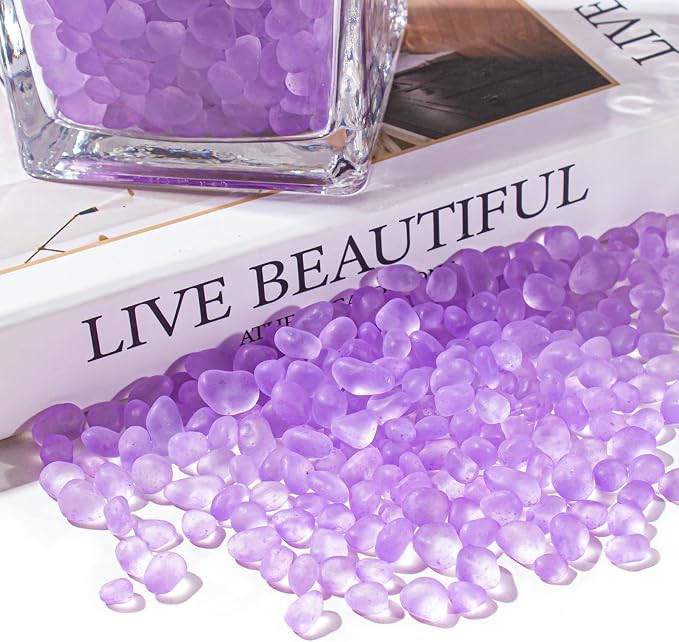 Keedolla Lavender Aquarium Rocks Betta Fish Tank Gravel 48oz Frosted Sea Glass - Image 4