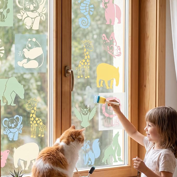 60 Pieces Animal Stencils for Painting, 3 & 5 Inch Reusable 60 Animal Designs - Image 4