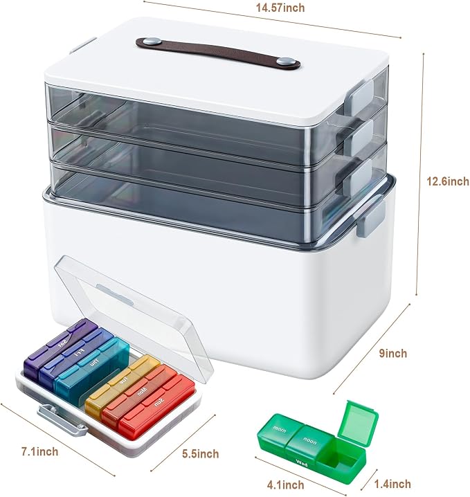MOPUP 4-Tier Medicine Craft, Organizer Storage, Portable Latch Bin - Image 3