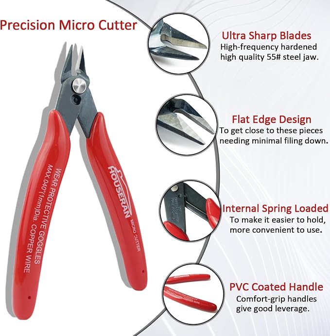 170 Wire Cutters, Small Wire Cutters, 2 PACK, 5 Inch Micro Flush Cutter - Image 3