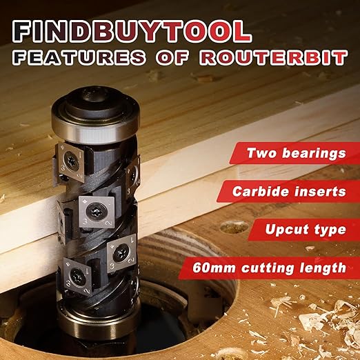 Findbuytool Carbide Heavy Duty Flush Trim Router Bit, 1/2" Shank, 30mm Cutting Diameter,Top & Bottom Bearings Insert Flush Trim Router Bit for Woodworking Trimming