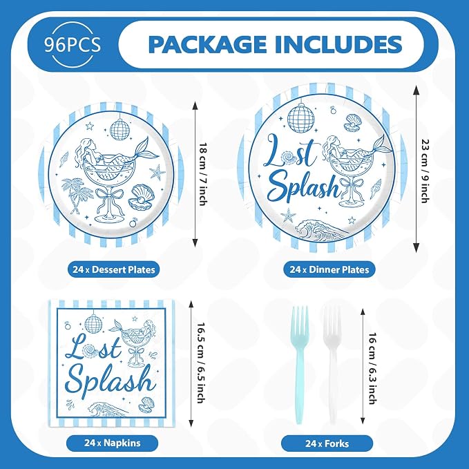 96Pcs Last Splash Bachelorette Party Decorations Beach Bachelorette Plates and - Image 2