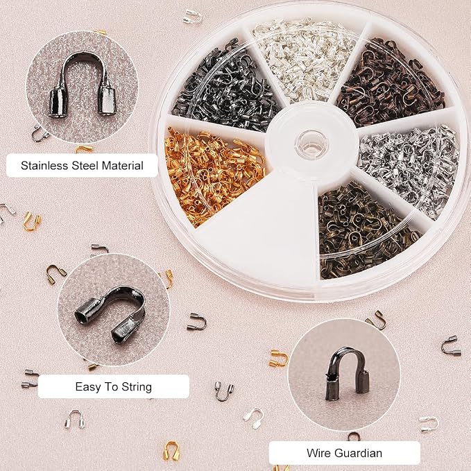 PH PandaHall 900pcs 6 Colors Brass Wire Guardian Wire Cable Protectors - Image 4