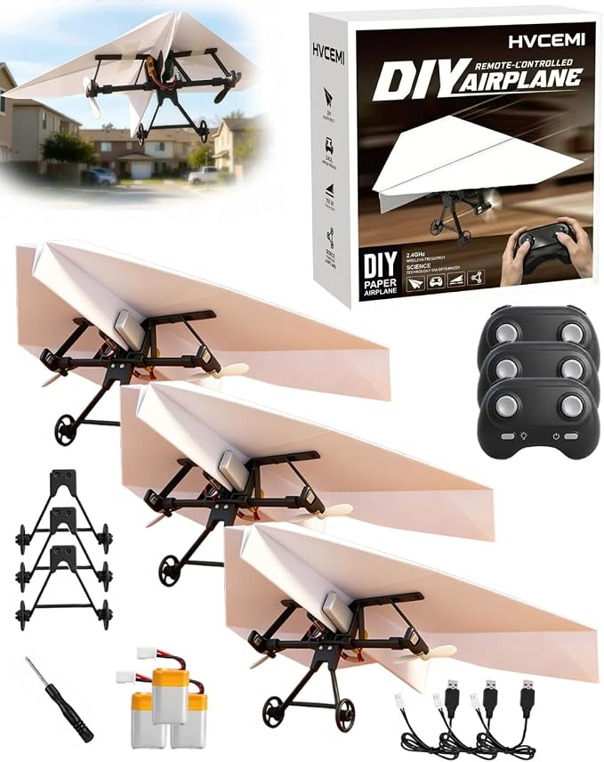 Rc Paper Airplane Motor Kit DIY Model Airplanes Launcher Construction Set by Hvcemi