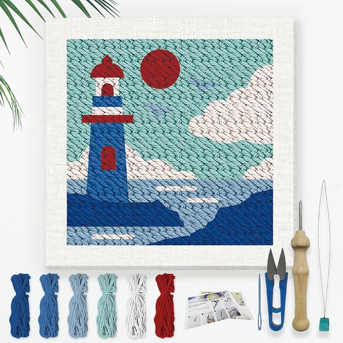 Doodlream Lighthouse DIY Punch Needle Embroidery Kit by Doodlream