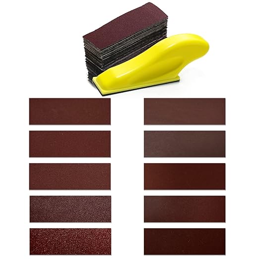 Micro Sander for Small Projects Finger Sander for Crafts with 100pcs 3.5 x 1 Inch Assorted Sandpaper of 60 120 240 400 600 800 1000 1200 1500 2000 Grit for DIY Crafts Polishing Sanding