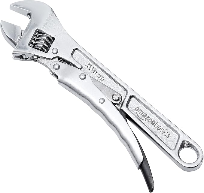 Amazon Basics Locking Adjustable Wrench, 10 inch x 2.7 inch x 0.75 inch