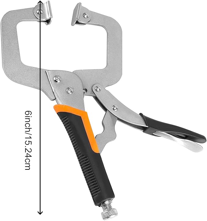 ZOENHOU 4 Pack 6 Inch C Clamp Locking Plier with Swivel Pads and Rubber Handle, C Type Adjustable Vise Grip Locking Pliers, Weldingc C Clamp Plier for Metal DIY Woodworking