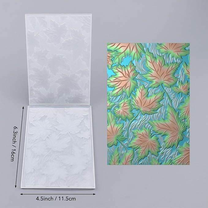 3D Embossing Folder for Card Making Maple Leave Background Plastic Embossing - Image 3