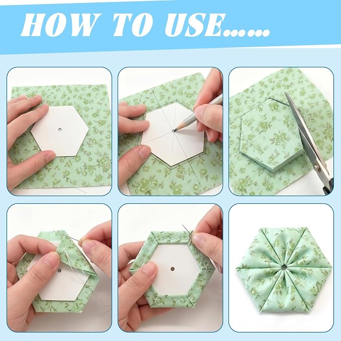 Neworkg 700 PCS Hexagon Piecing Paper Templates, 1.25" White Paper templates - Image 4