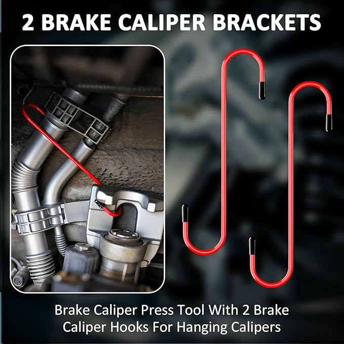 Brake Caliper Compression Tool Heavy-Duty, Caliper Piston Compressor Tool with 360 Rotating Ratche, Professional Caliper Tool Brake Pad Spreader for Car Disc Brake Repair, Single Twin Quad Piston-Red