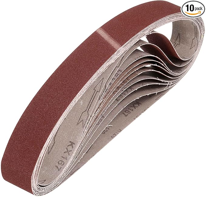 HARFINGTON 1 x 18 Inch Sanding Belts, 10 Pcs 120 Grits Aluminum Oxide Abrasive Belt Sander File Belt for Woodworking, Metal Polishing, Knife Sharpener
