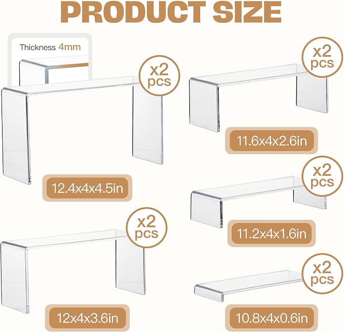 Goabroa 10 Pcs 12" Large Display Risers, 2 Sets Rectangular Clear Display - Image 3