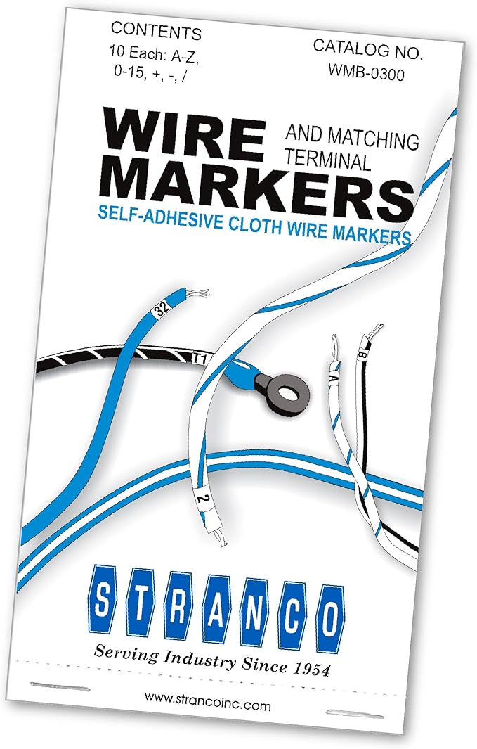 Premium Wire Marker Book for Cable Management, Vinyl-Coated, High-Tack Adhesive, Electric Panel Wire Label Stickers - 10 Pages, 1 Book, Legends A-Z, 0-15 (Pack of 10)