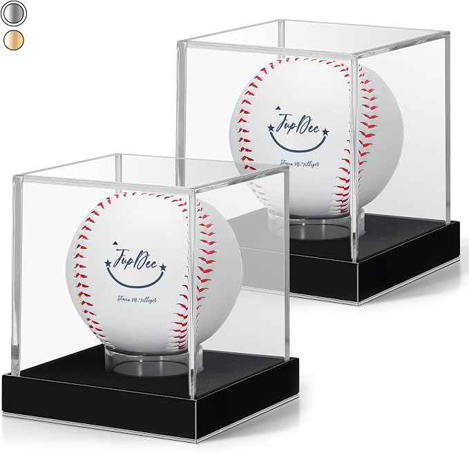 JupDec Baseball Display Case for Single Autograph Ball, UV Protected Stand Box by JupDec