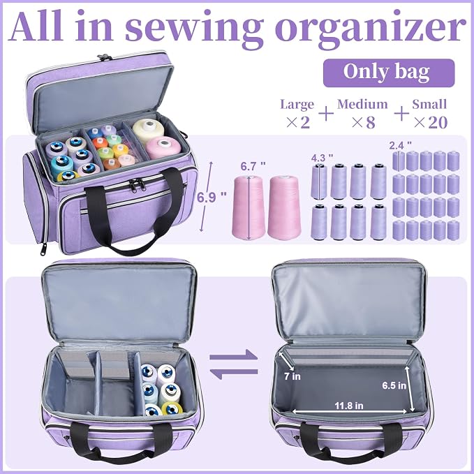 Anitor Large Sewing Supplies Organizer, Double Layer Sewing Storage Organizer - Image 2