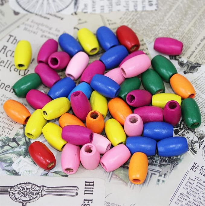 BetterJonny 50 Large Oval Wood Beads Assorted Color - Image 3