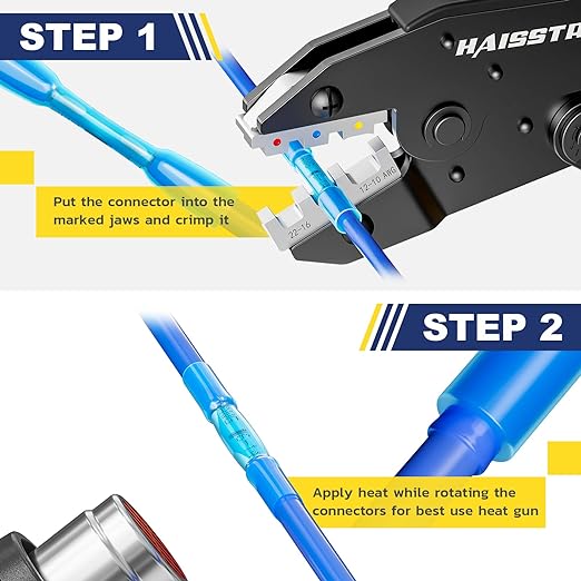 Haisstronica 500PCS White Heat Shrink Butt Connectors - 26-24 Gauge, Insulated, Waterproof, Marine & Automotive Crimp Splice Connectors