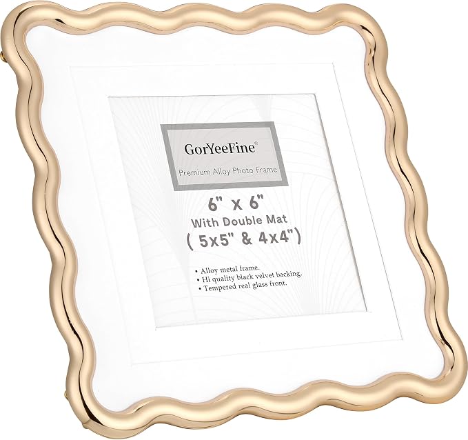 Gold 6x6'' Wave Design Photo Frame - Image 9